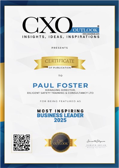 CXO Outlook Certificate of Publication awarded to Paul Foster